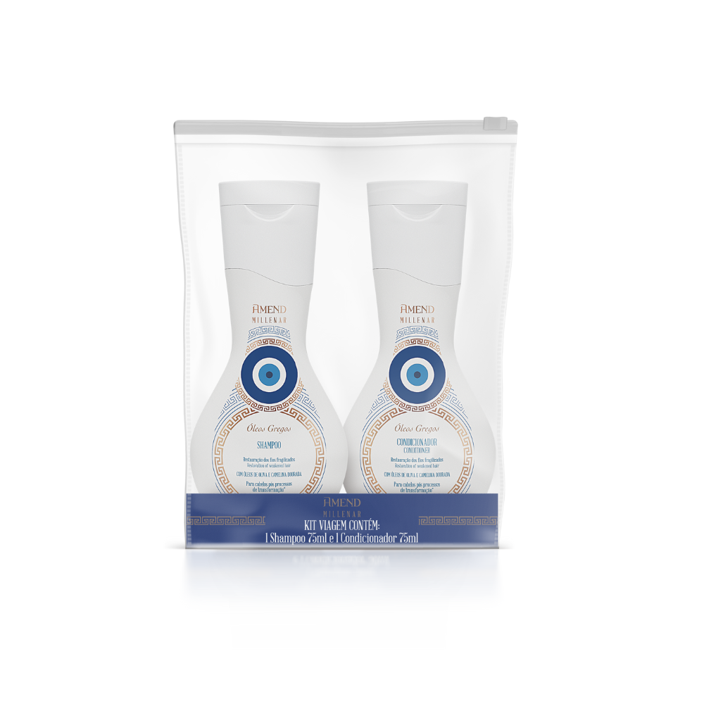 Kit Travel Mini SH 75ml e Mini COND 75ml Amend Millenar Óleos Gregos